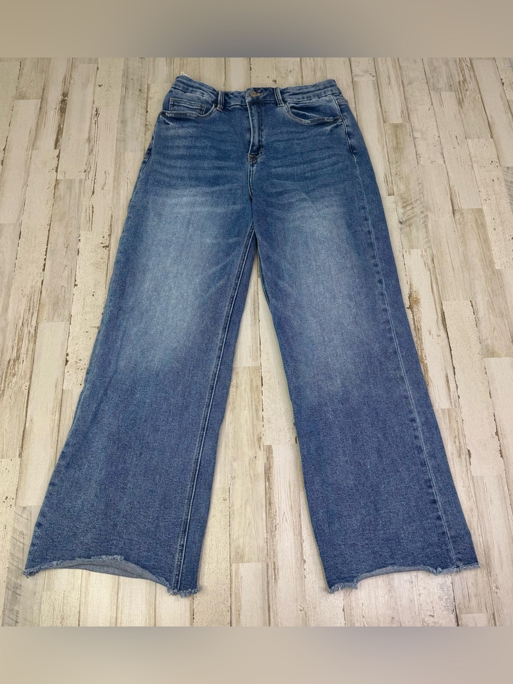 Mica Jeans Women's 29 (29x28) Medium Wash Blue Straight Wide Leg Stretch